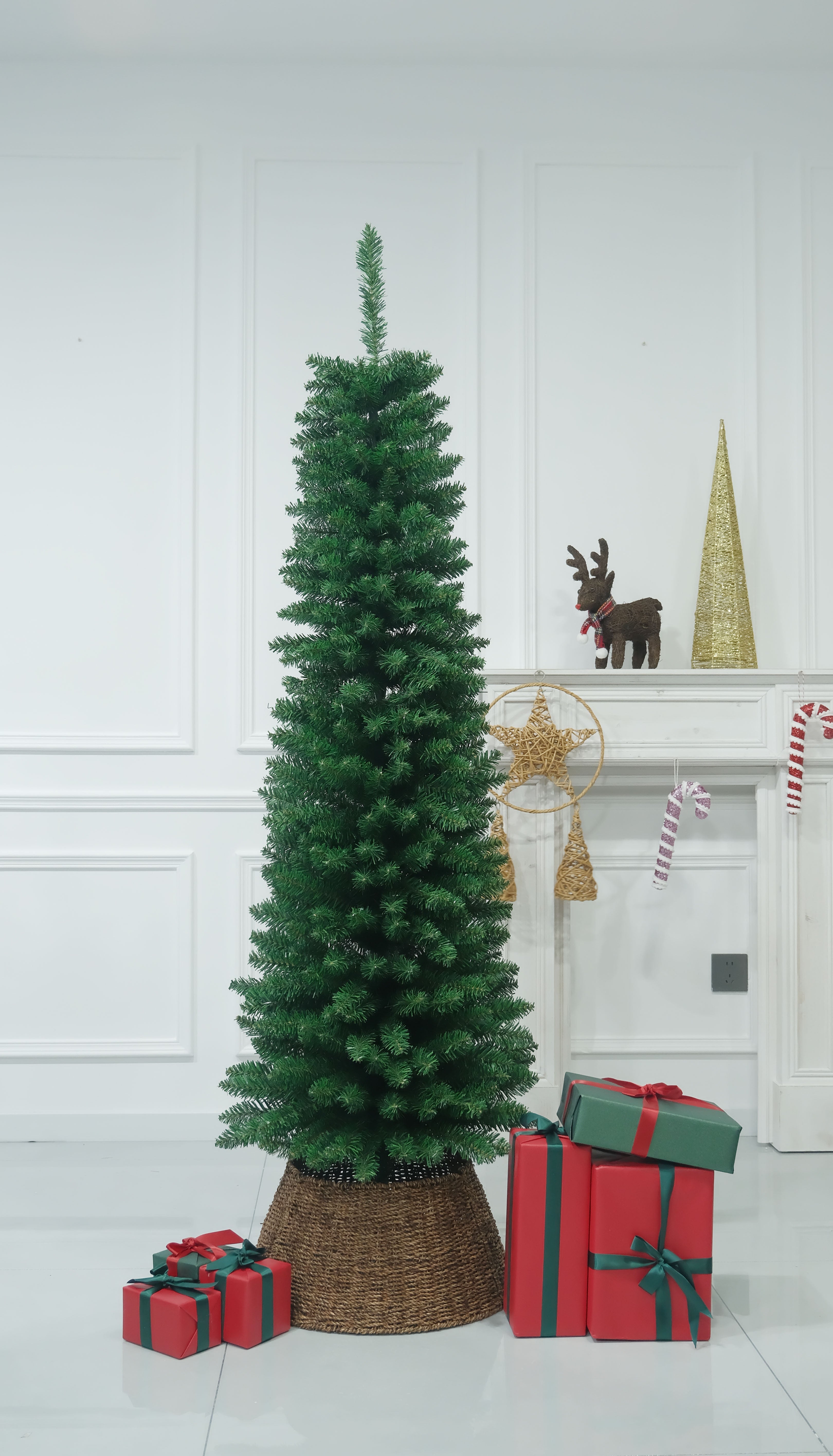 Green Artificial Pencil Slim Christmas Tree