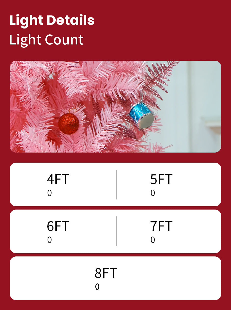 Pink Christmas Tree 6ft Artificial Spruce Full Pink Xmas Pine Tree with Metal Stand