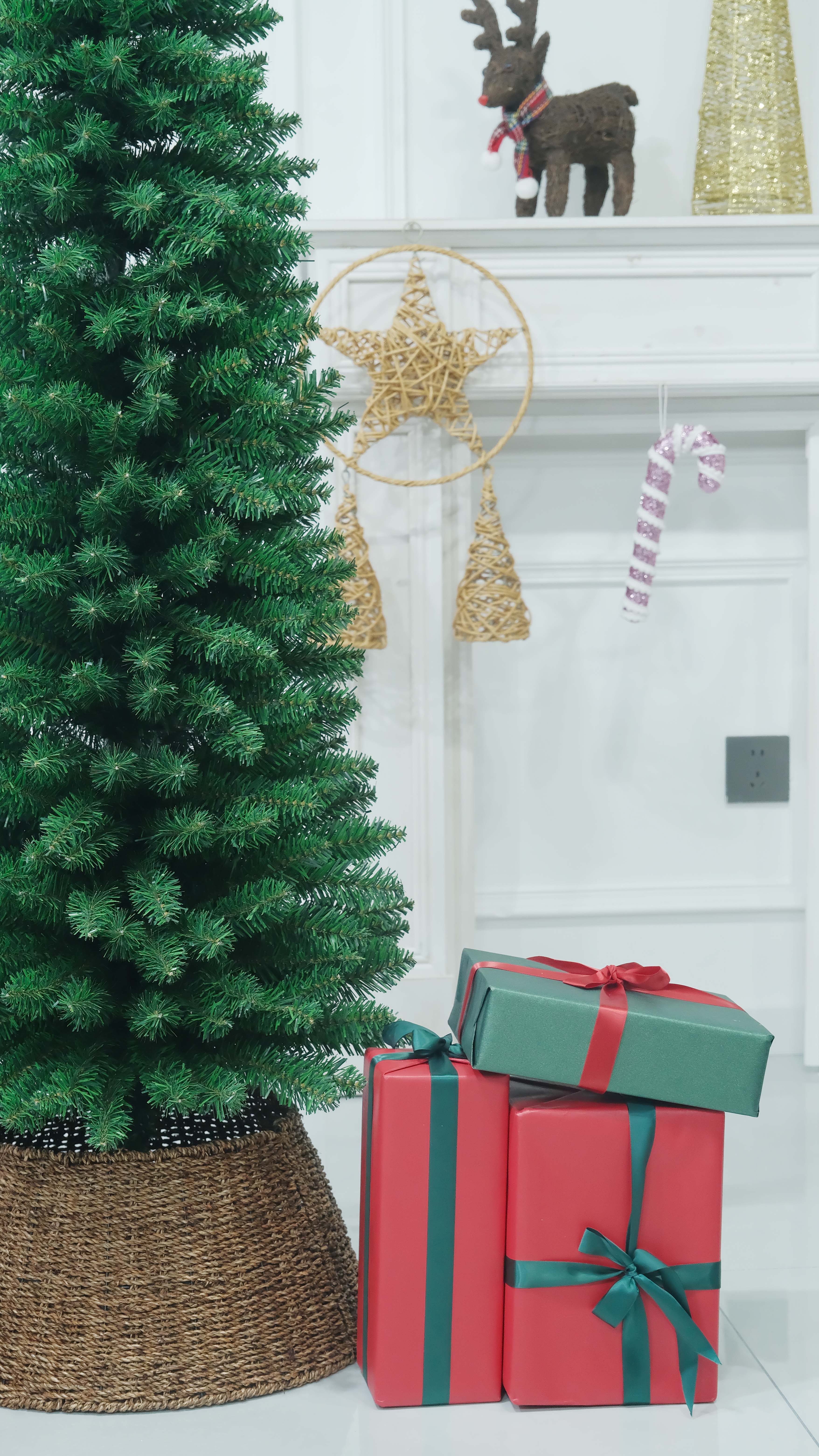 Green Artificial Pencil Slim Christmas Tree