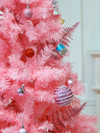 Pink Christmas Tree 6ft Artificial Spruce Full Pink Xmas Pine Tree with Metal Stand