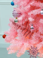 Pink Christmas Tree 6ft Artificial Spruce Full Pink Xmas Pine Tree with Metal Stand