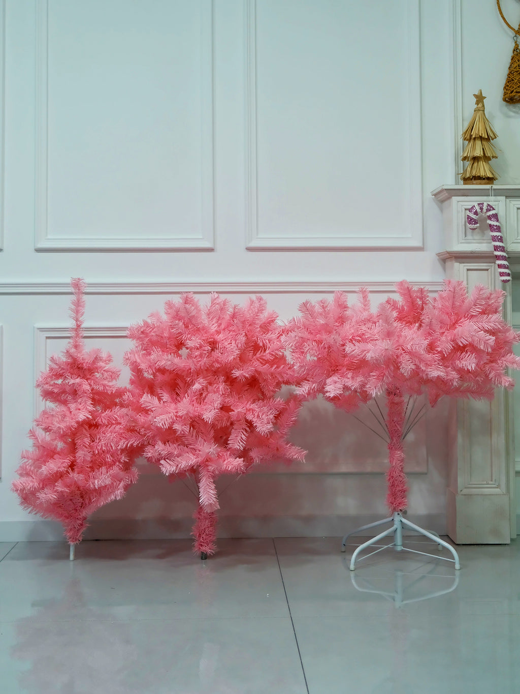 Pink Christmas Tree 6ft Artificial Spruce Full Pink Xmas Pine Tree with Metal Stand
