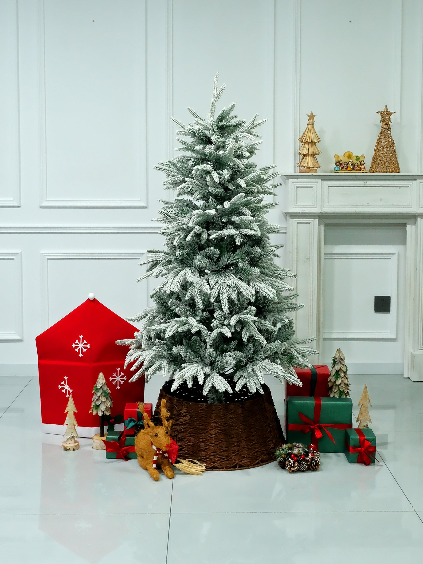 Snow Flocked Christmas Tree 4/ 5/6/7/8/10 FT High Quality  X Mas Decor Snow Tree