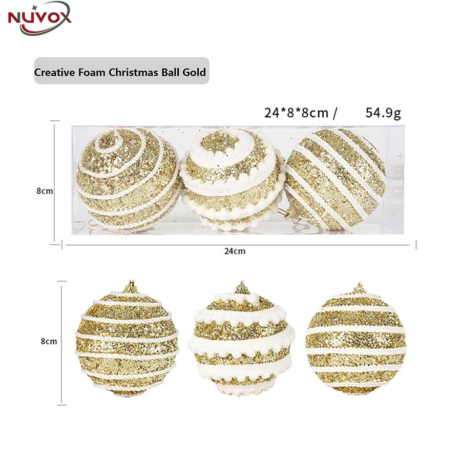 NUVOX 8cm Christmas Balls Xmas Tree Ornament Hanging Pendant Christmas Creative Balls Xmas Ornament