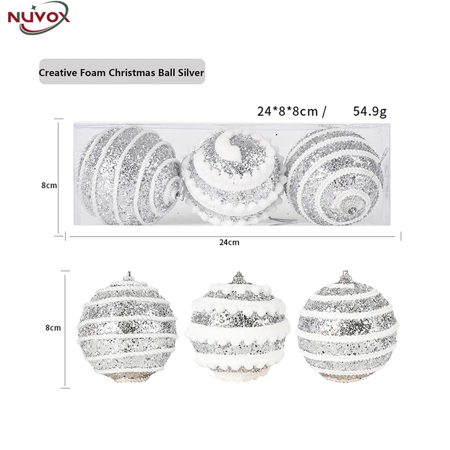 NUVOX 8cm Christmas Balls Xmas Tree Ornament Hanging Pendant Christmas Creative Balls Xmas Ornament