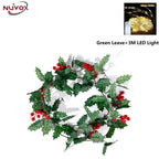 NUVOX Christmas Red Berry Garland Decoration with LED Artificial Red Berries Vine Christmas Garland