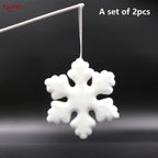 NUVOX Christmas Snowflakes Decoration Glitter Fake White Snowflake Xmas Tree Hanging Pendents Decor
