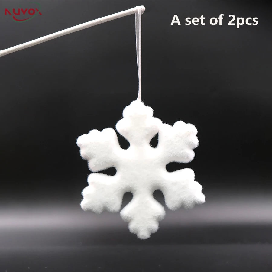 NUVOX Christmas Snowflakes Decoration Glitter Fake White Snowflake Xmas Tree Hanging Pendents Decor