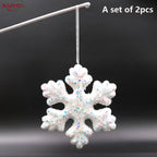 NUVOX Christmas Snowflakes Decoration Glitter Fake White Snowflake Xmas Tree Hanging Pendents Decor