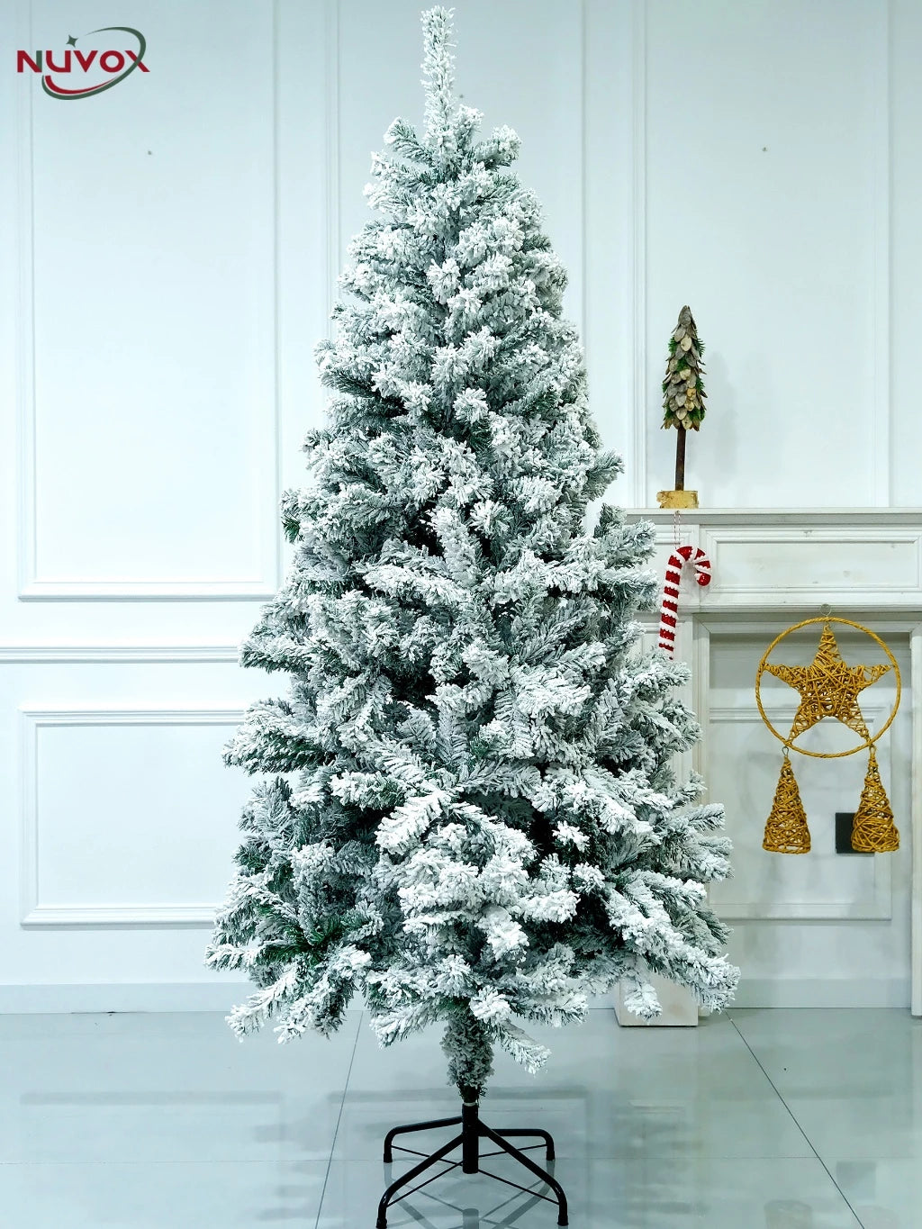 NUVOX 5/6/7/8/10FT Snow Flocked Christmas Tree High Quality XMas Decor Snow Tree