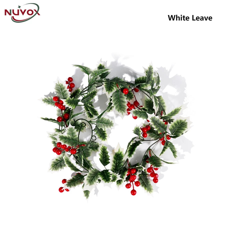NUVOX Christmas Red Berry Garland Decoration with LED Artificial Red Berries Vine Christmas Garland