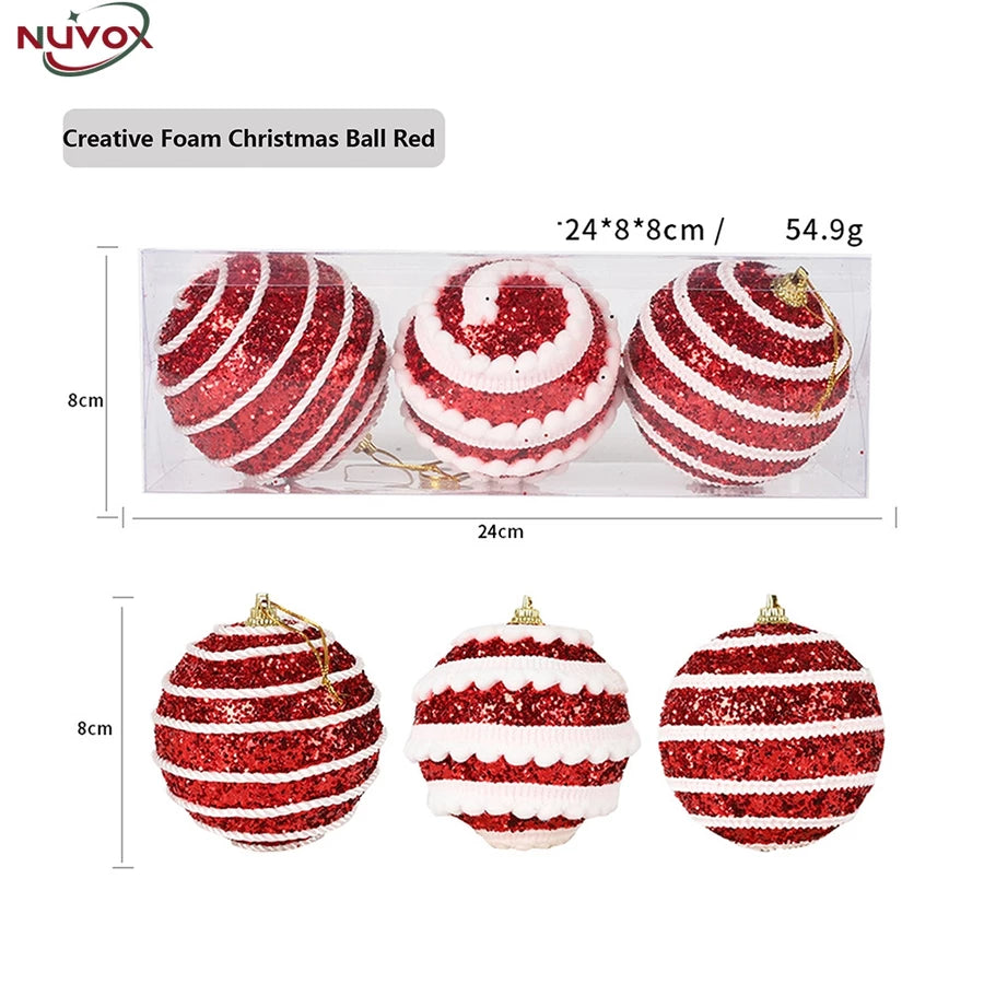 NUVOX 8cm Christmas Balls Xmas Tree Ornament Hanging Pendant Christmas Creative Balls Xmas Ornament