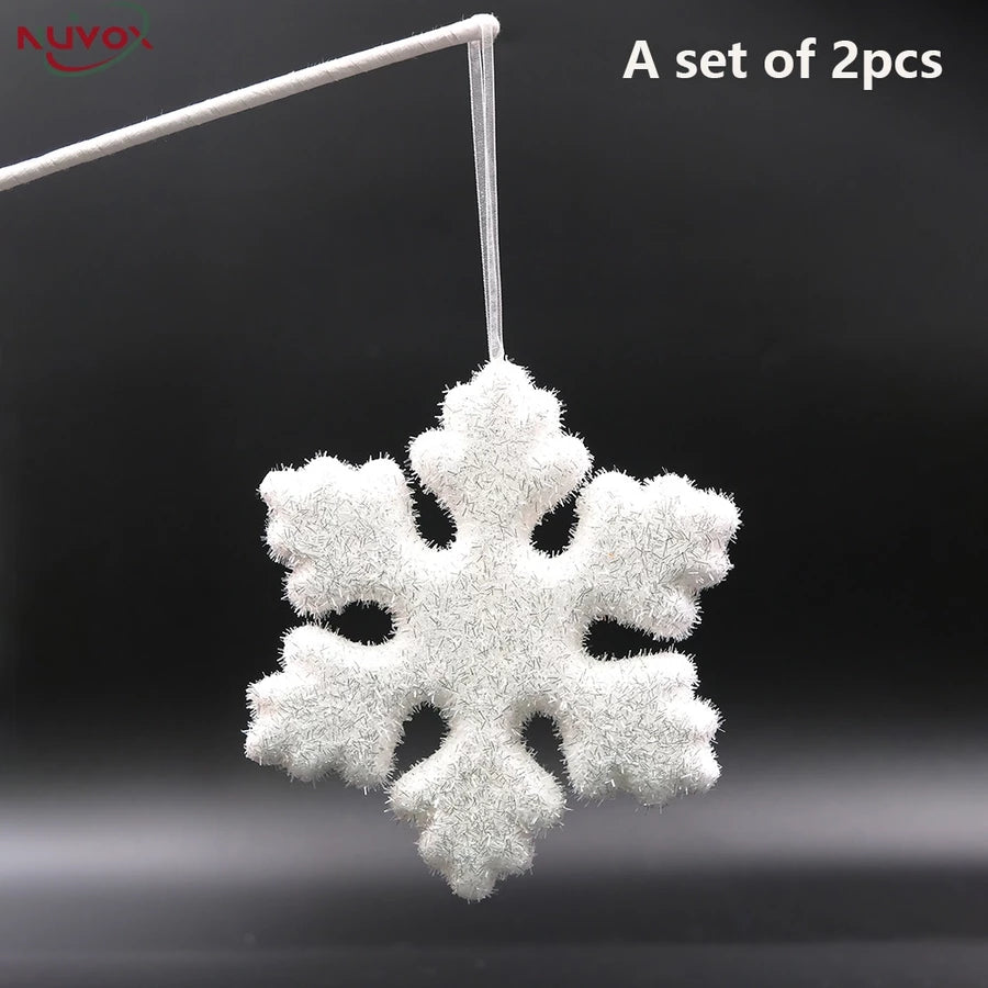 NUVOX Christmas Snowflakes Decoration Glitter Fake White Snowflake Xmas Tree Hanging Pendents Decor