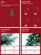 NUVOX Berry Christmas Tree 5/6/7/8FT Green Pine Snow Tree with Metal Stand Easy Set-up