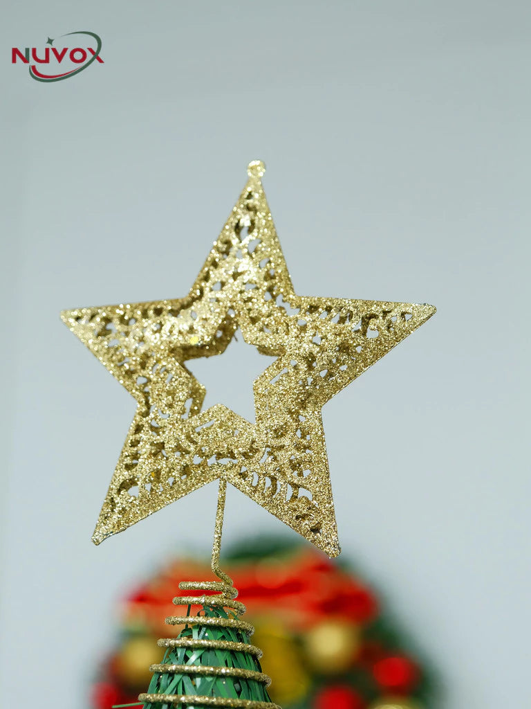 NUVOX Christmas Tree Star Topper Decoration Gold Star Hanging Xmas Tree Topper Decoration New Year
