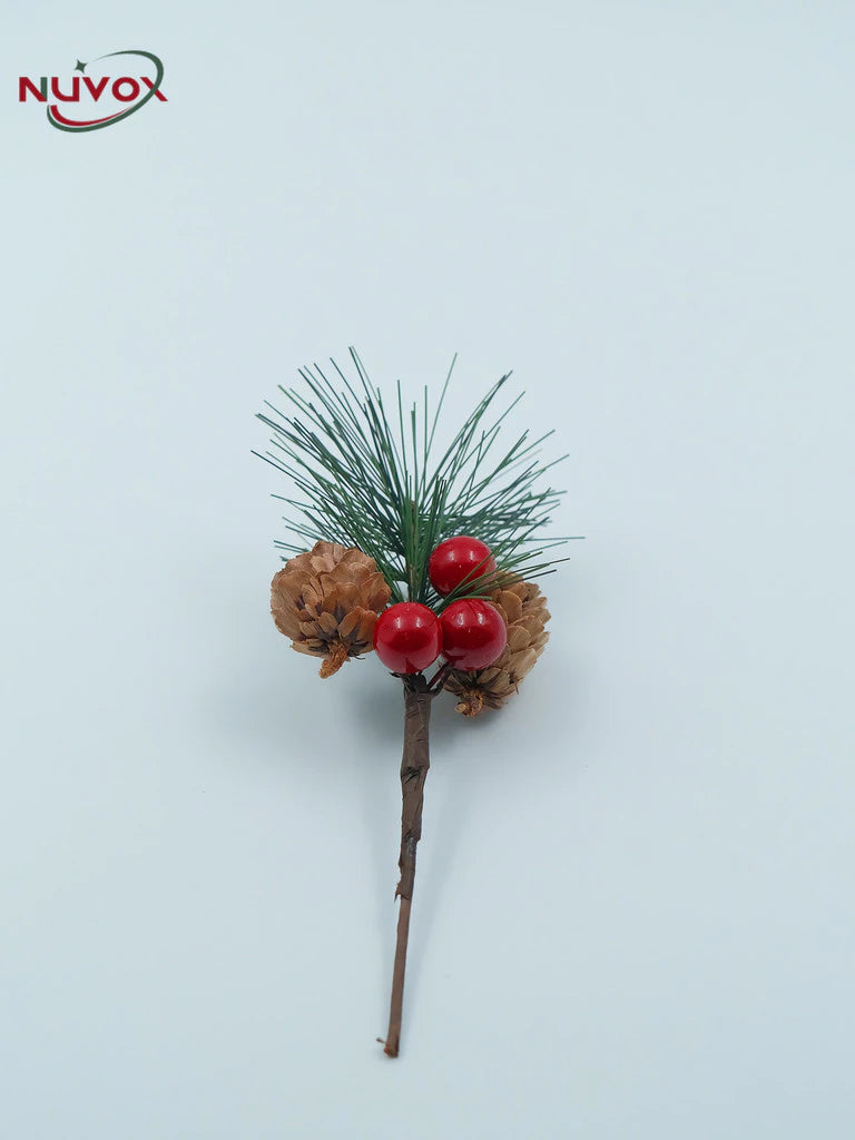 NUVOX Christmas Red Berries Decoration Artificial Red Berries Pine Cone Xmas Tree Hanging Ornaments
