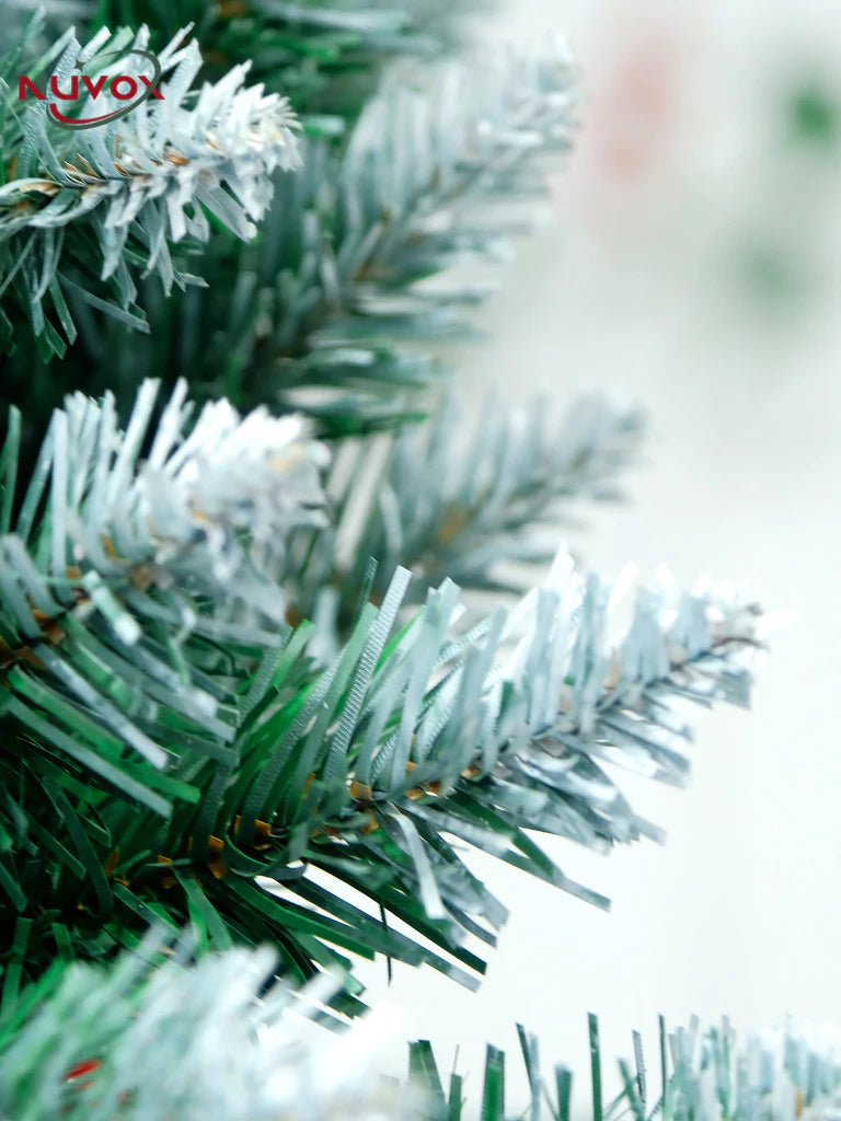 NUVOX Berry Christmas Tree 5/6/7/8FT Green Pine Snow Tree with Metal Stand Easy Set-up