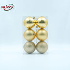 NUVOX 8cm Christmas Balls Decoration Glitter Gold Xmas Tree Hanging Ornaments Decor Big Size