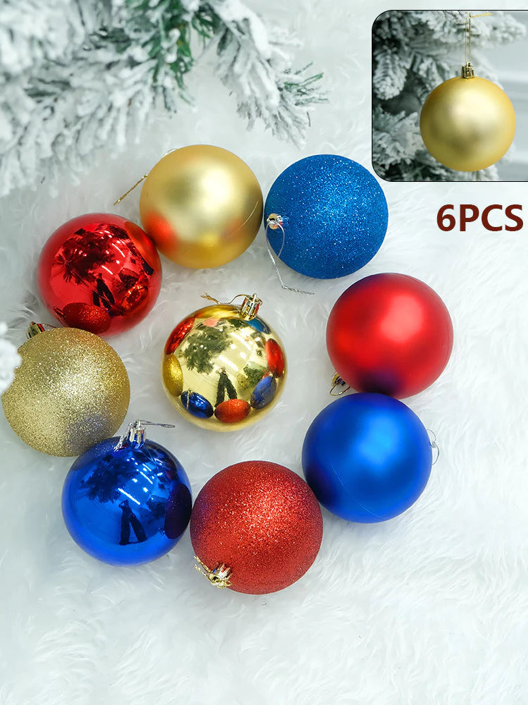 NUVOX 8cm Christmas Balls Decoration Glitter Gold Xmas Tree Hanging Ornaments Decor Big Size