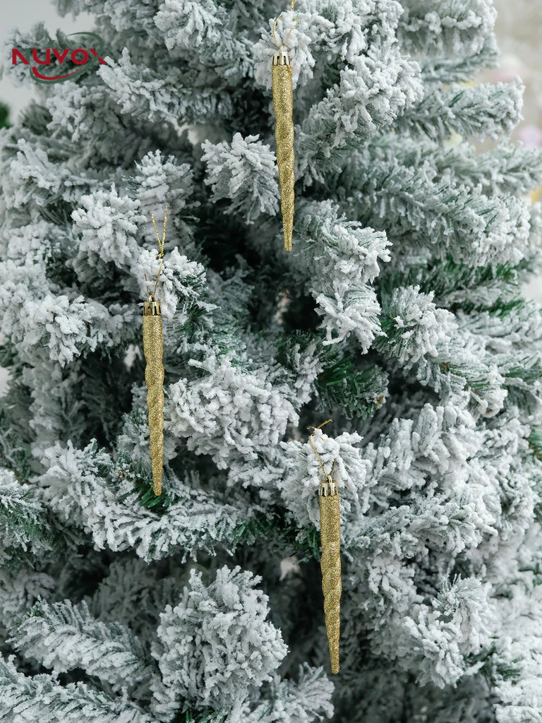 NUVOX 12 Pcs/Box Christmas Twisted Icicle Ornament Xmas Tree Hanging Fake Ice Pendant for Home