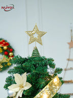 NUVOX Christmas Tree Star Topper Decoration Gold Star Hanging Xmas Tree Topper Decoration New Year