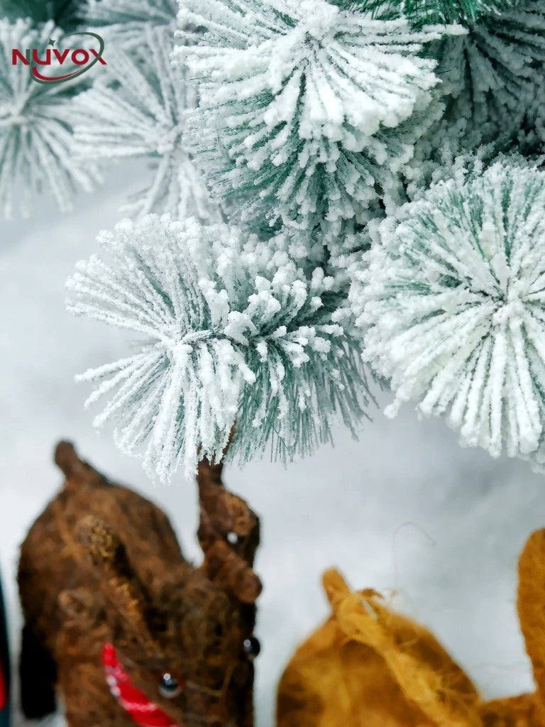 NUVOX Snow Flocked Artificial Christmas Tree Premium Hinged Pine Tree