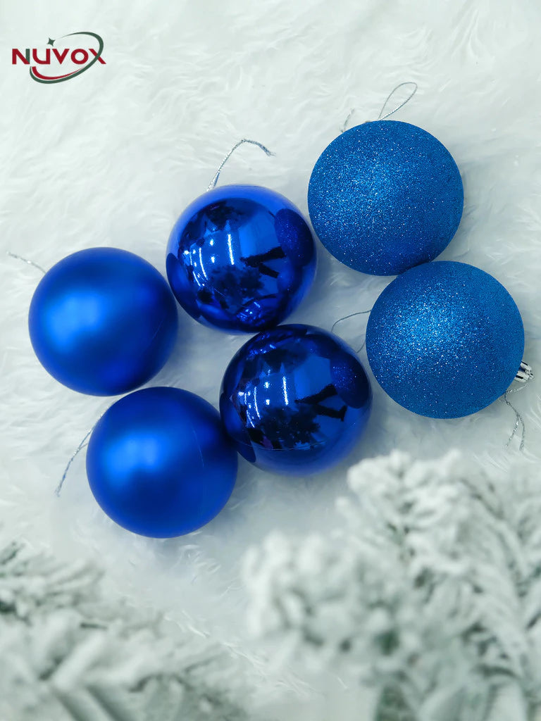 NUVOX 8cm Christmas Balls Decoration Glitter Gold Xmas Tree Hanging Ornaments Decor Big Size