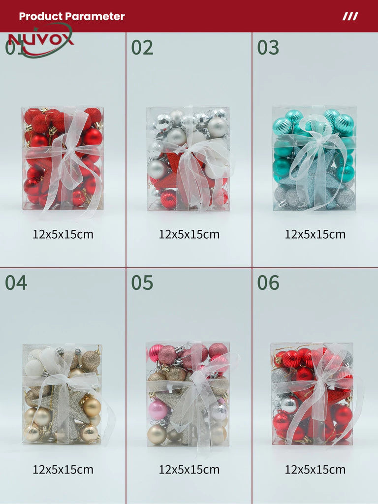 NUVOX 30Pcs/6cm Christmas Tree Ball Hanging Pendant Christmas Balls Decors Set for New Year Party
