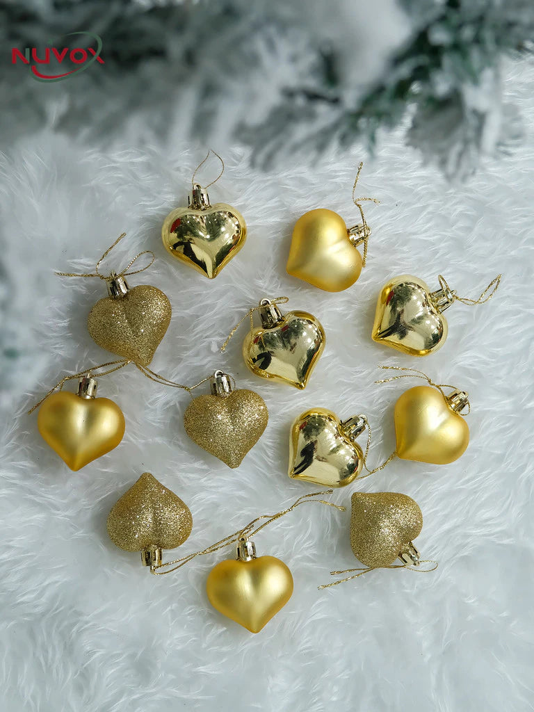 NUVOX 12Pcs Christmas Balls Decors 3D DIY Love Heart Pendant Christmas Tree Ball Hanging Pendant