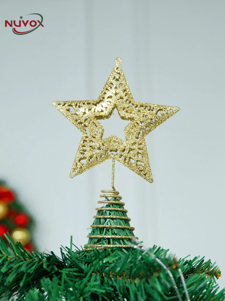 NUVOX Christmas Tree Star Topper Decoration Gold Star Hanging Xmas Tree Topper Decoration New Year
