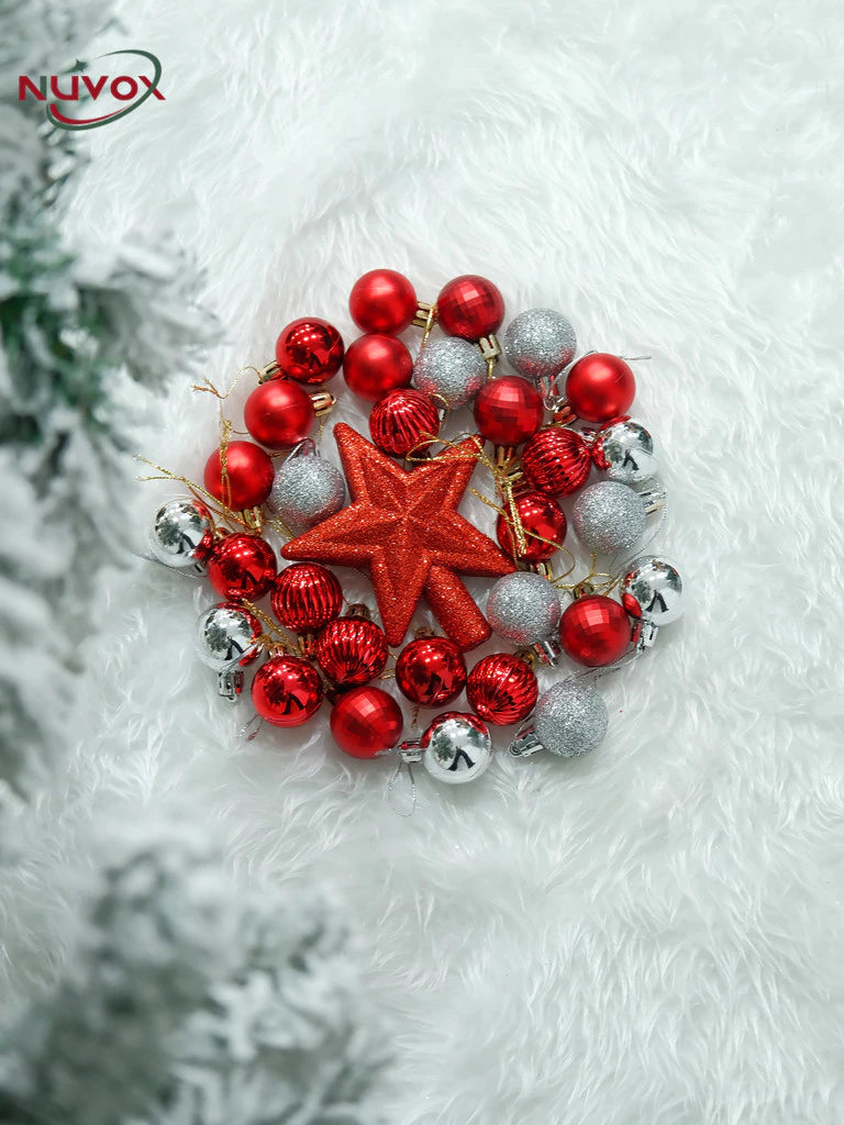NUVOX 30Pcs/6cm Christmas Tree Ball Hanging Pendant Christmas Balls Decors Set for New Year Party
