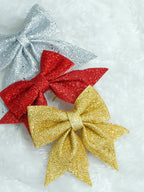 NUVOX 12cm Bow Xmas Tree Decoration Gold Red Silver Bowknot Hanging Decor Home Party Decoration