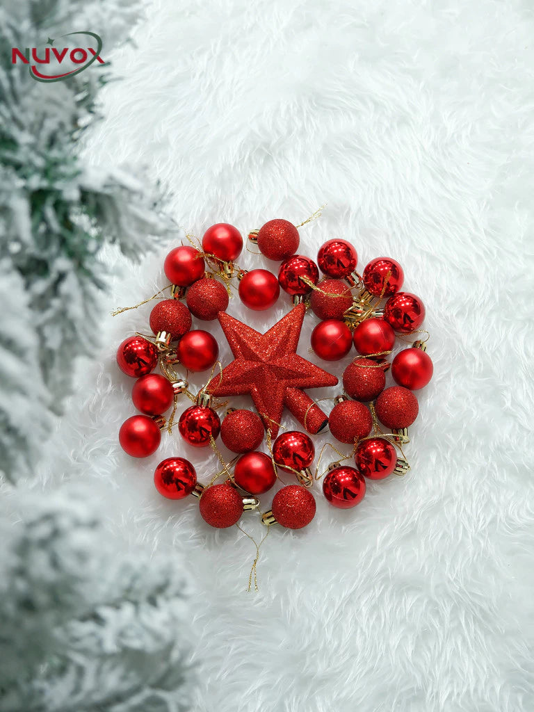 NUVOX 30Pcs/6cm Christmas Tree Ball Hanging Pendant Christmas Balls Decors Set for New Year Party