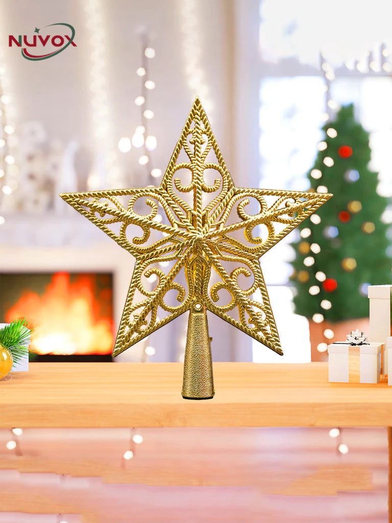 NUVOX Christmas Tree Top Star Hollow Plastic Star Xmas Tree Hanging Ornaments for Home Festival