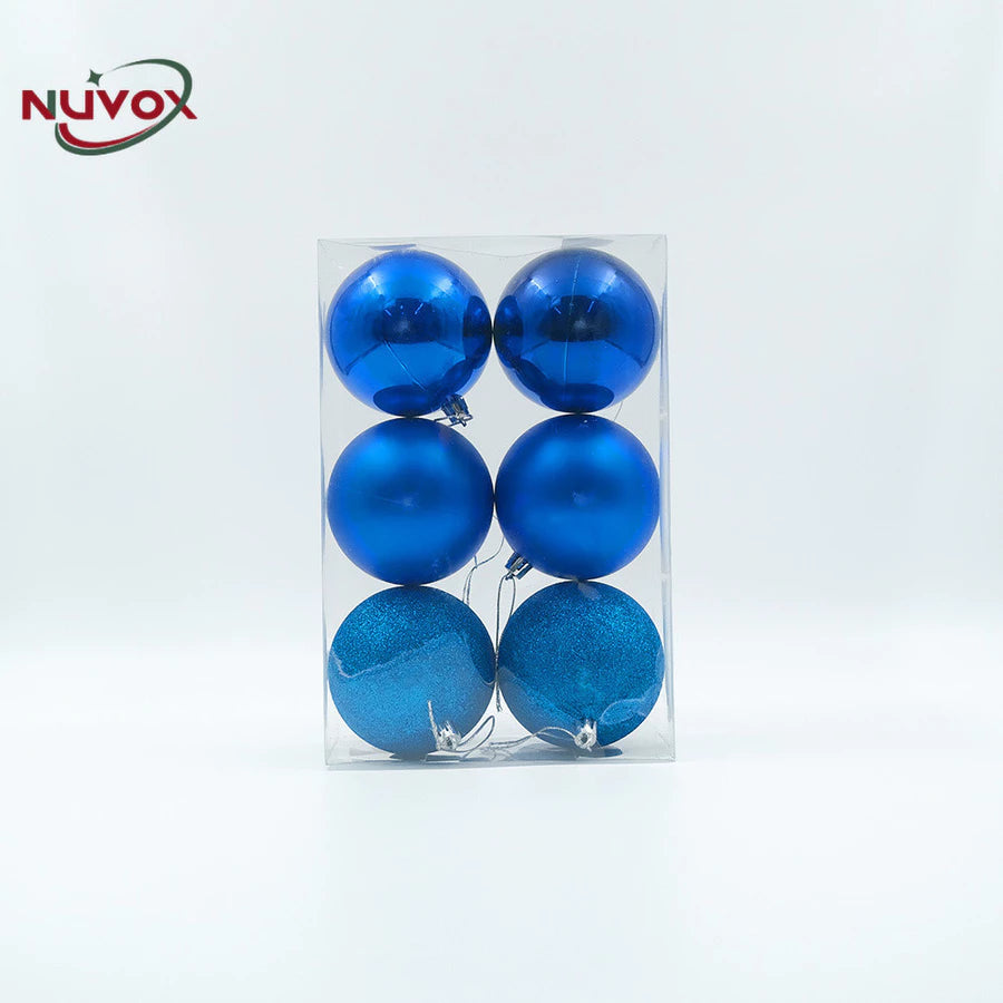NUVOX 8cm Christmas Balls Decoration Glitter Gold Xmas Tree Hanging Ornaments Decor Big Size