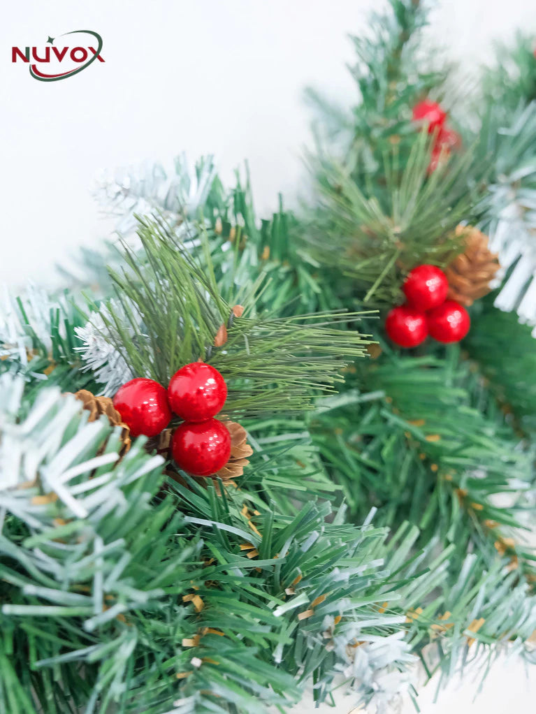 NUVOX Christmas Red Berries Decoration Artificial Red Berries Pine Cone Xmas Tree Hanging Ornaments
