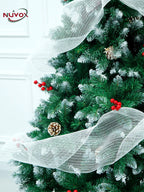 NUVOX Berry Christmas Tree 5/6/7/8FT Green Pine Snow Tree with Metal Stand Easy Set-up