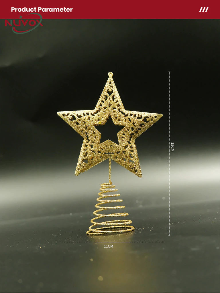 NUVOX Christmas Tree Star Topper Decoration Gold Star Hanging Xmas Tree Topper Decoration New Year