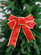 NUVOX 1/5/10Pcs Glitter Christmas Ribbon Bow Xmas Tree Hanging Bowknot Ornament Christmas Decoration