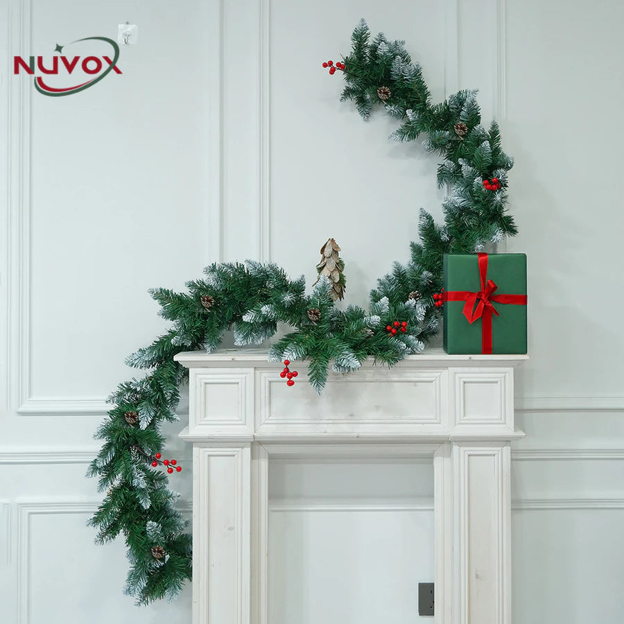 NUVOX Artificial Christmas Garland PVC Xmas Garlands Wall Door Decor for Holiday