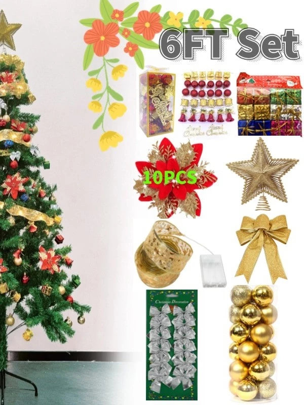 NUVOX PVC Christmas Tree 7ft Makapal Christmas Tree Set with Decoration for Home Party Supplies