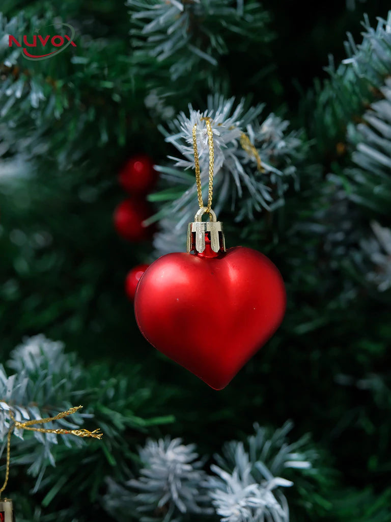 NUVOX 12Pcs Christmas Balls Decors 3D DIY Love Heart Pendant Christmas Tree Ball Hanging Pendant