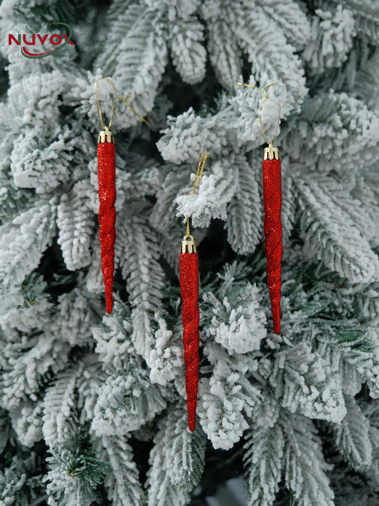 NUVOX 12 Pcs/Box Christmas Twisted Icicle Ornament Xmas Tree Hanging Fake Ice Pendant for Home