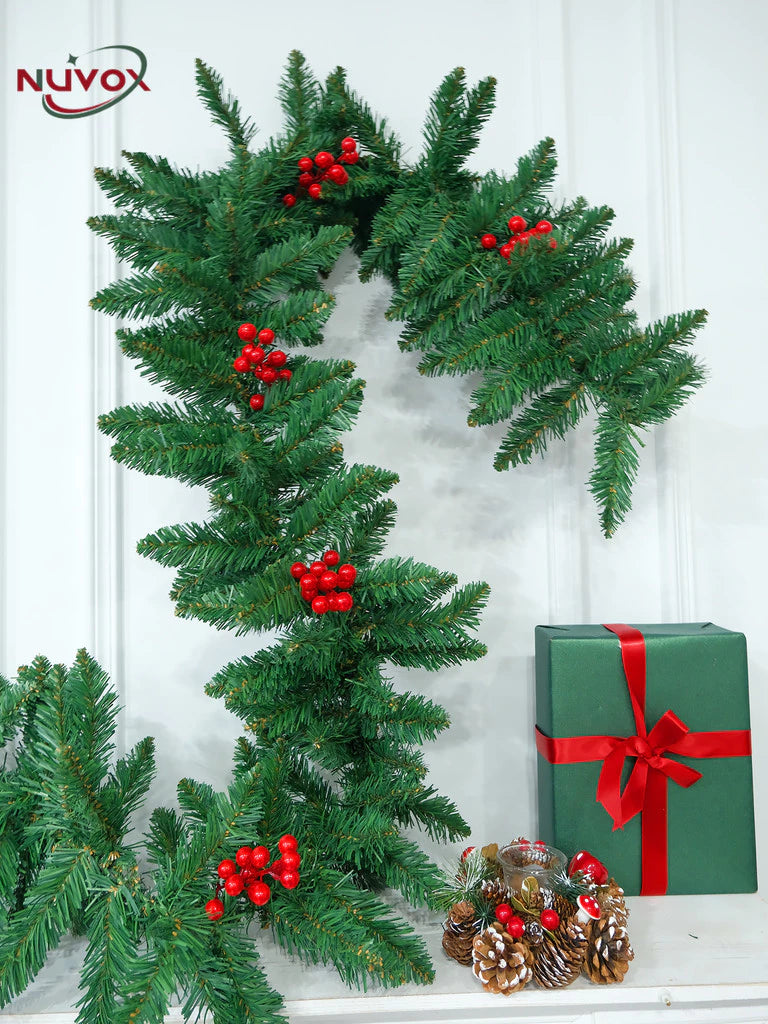 NUVOX Artificial Christmas Garland PVC Xmas Garlands Wall Door Decor for Holiday