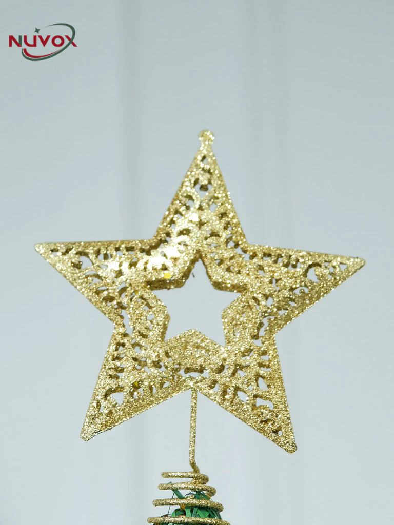 NUVOX Christmas Tree Star Topper Decoration Gold Star Hanging Xmas Tree Topper Decoration New Year