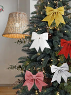 NUVOX 12cm Bow Xmas Tree Decoration Gold Red Silver Bowknot Hanging Decor Home Party Decoration