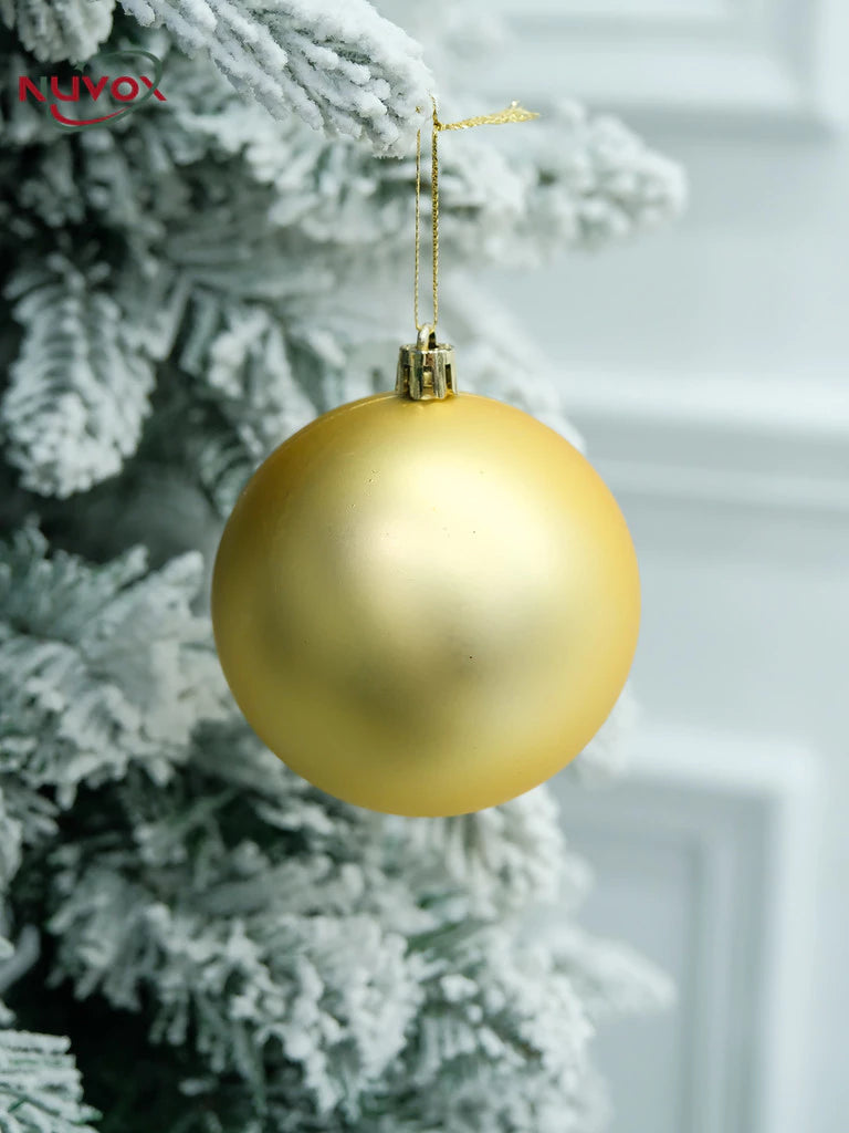 NUVOX 8cm Christmas Balls Decoration Glitter Gold Xmas Tree Hanging Ornaments Decor Big Size