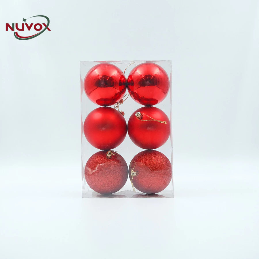 NUVOX 8cm Christmas Balls Decoration Glitter Gold Xmas Tree Hanging Ornaments Decor Big Size