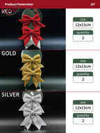 NUVOX 12cm Bow Xmas Tree Decoration Gold Red Silver Bowknot Hanging Decor Home Party Decoration