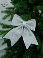 NUVOX 12cm Bow Xmas Tree Decoration Gold Red Silver Bowknot Hanging Decor Home Party Decoration